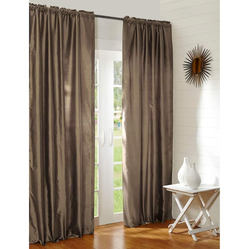 Dupioni Silk Rod Pocket 96-inch Curtain Panel - 42 x 96 - Silver Mink