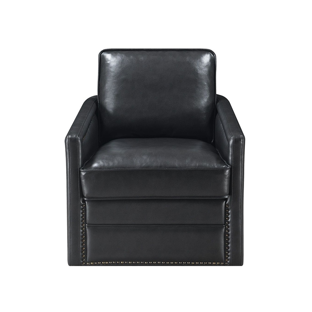 Faux Leather Accent Chair with Nailhead Trim