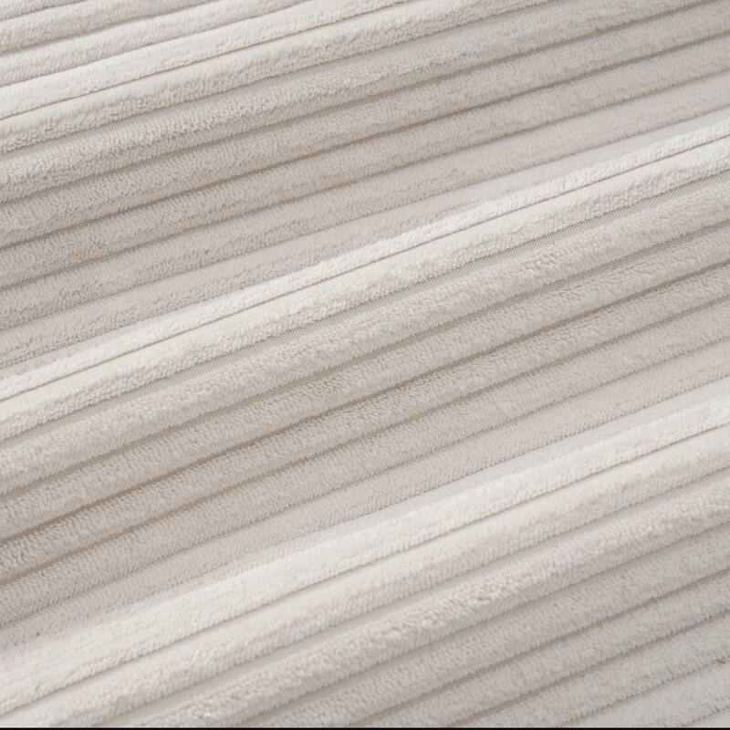 Modern Cream Corduroy 4-Seater Sectional Sofa with Adjustable Headrests, Pocket Spring Seats & Chaise Lounge