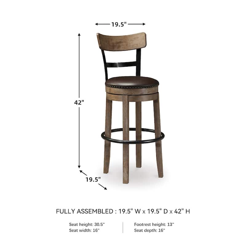 Signature Design by Ashley Sircar Industrial Swivel Bar Stool - 19.5" W x 19.5" D x 42" H