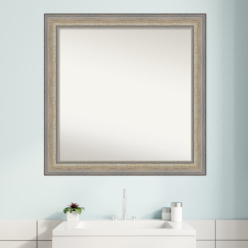 Fleur Silver Non-Beveled Wood Framed Bathroom Vanity Wall Mirror - Fleur Champagne Silver