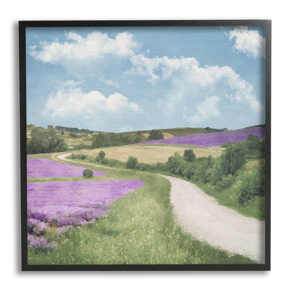 Stupell Path in Lavender Field Framed Giclee Art Design by LSR Design Studio