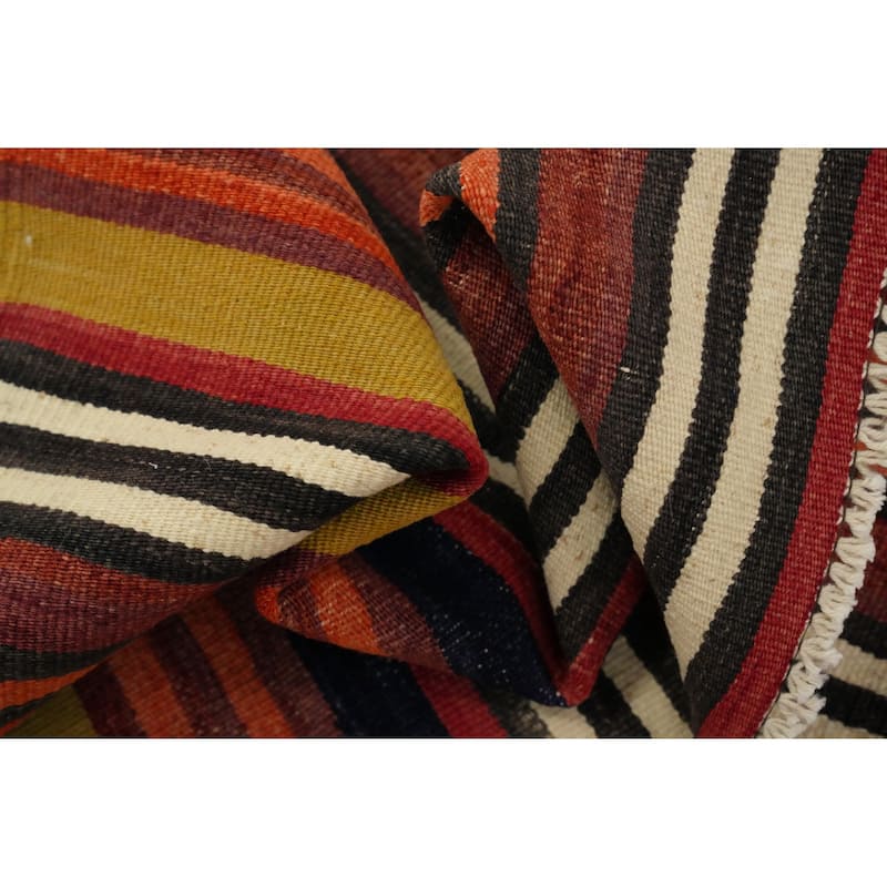 Hand Woven Oriental 100% Wool Carpet Southwestern Geometric Oranges & Rust Kilim Area Rug - 9' 7'' X 5' 1''