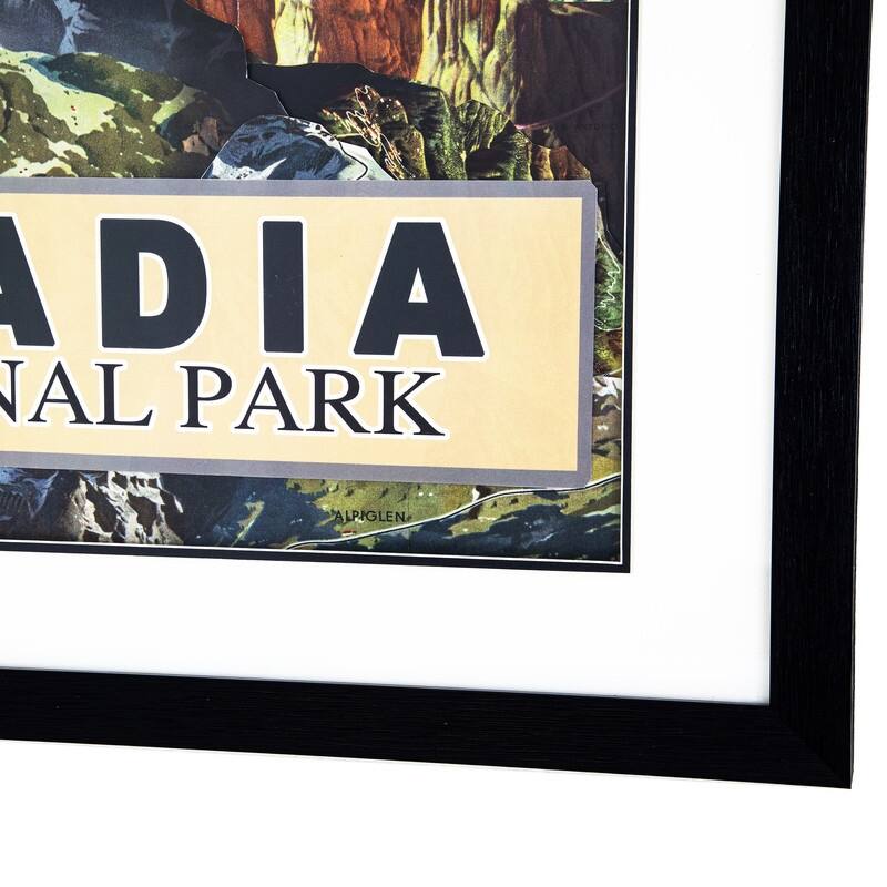 'Acadia' 24"W x 36"H Paper Collage Art with PS frame - Multi-Color