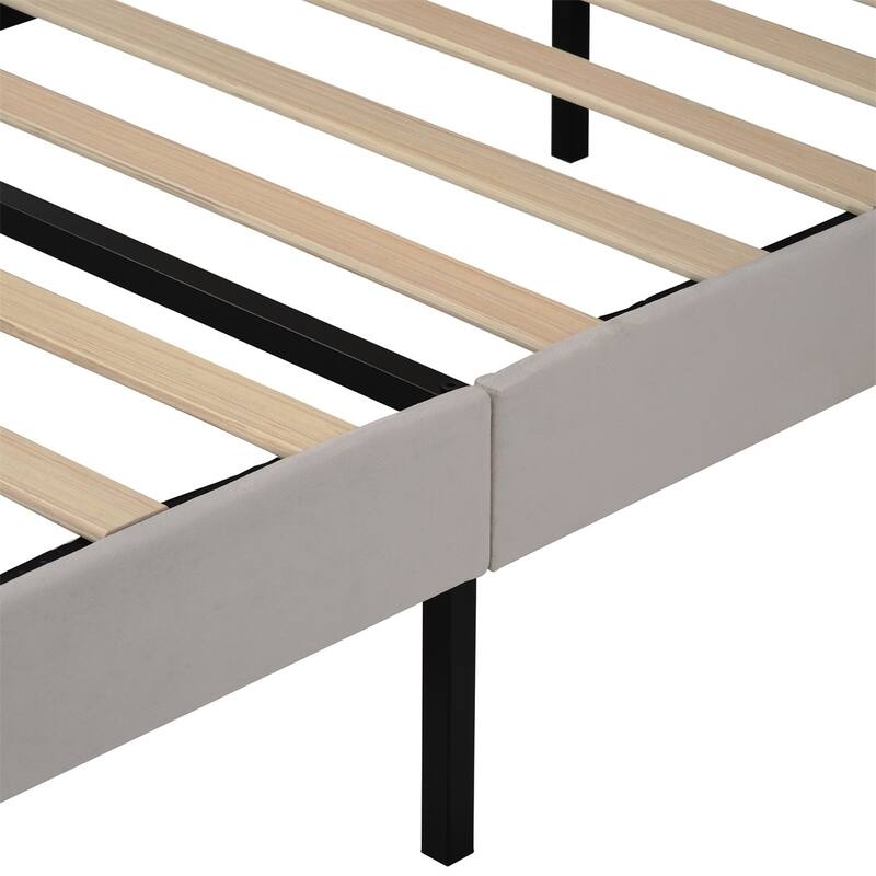 Merax Queen Velvet Upholstered Platform Bed Storage Bed with a Big Drawer
