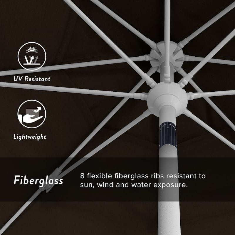 California Umbrella 9' Rd Patio Umbrella White Aluminum Frame Fiberglass Ribs Crank Lift Collar Tilt Sunbrella
