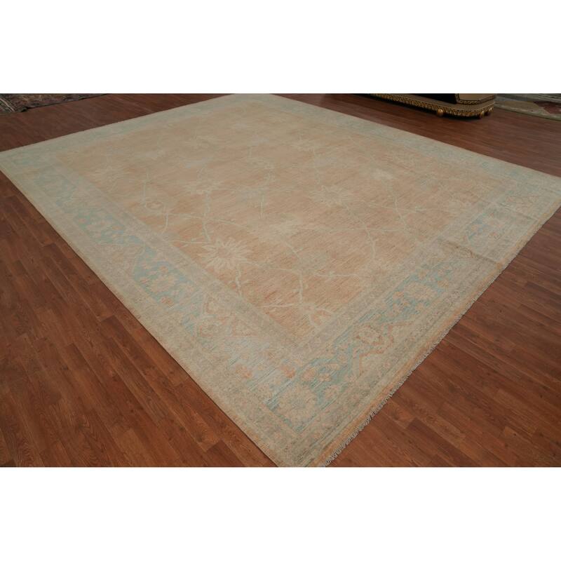 Hand Knotted Transitional Wool Orange Floral Area Rug - 15' 0'' X 12' 3''