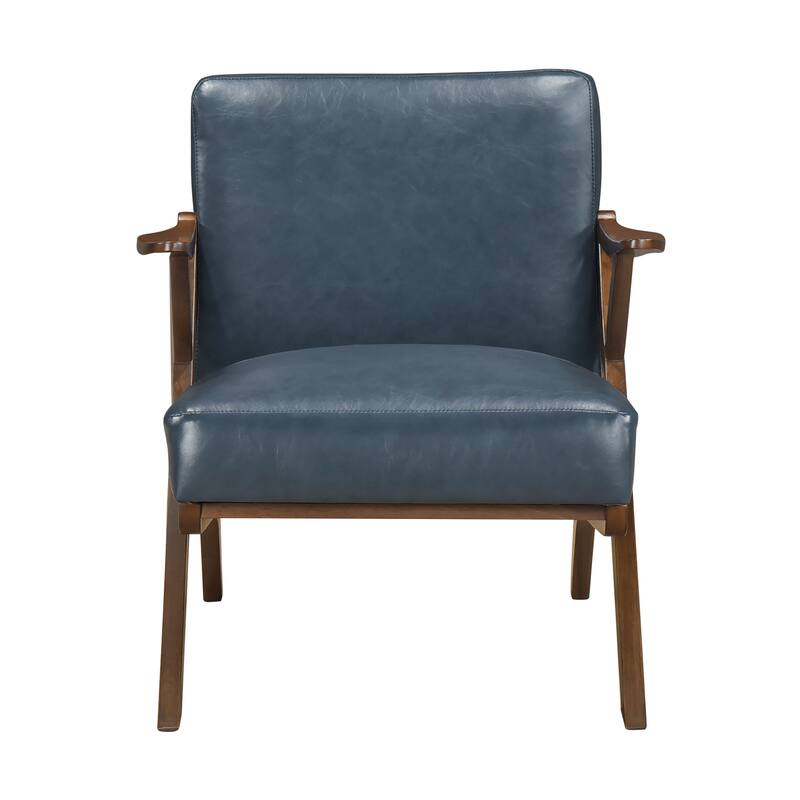 Rhys 26.5" Faux Leather Accent Chair - Solid Rubberwood Frame