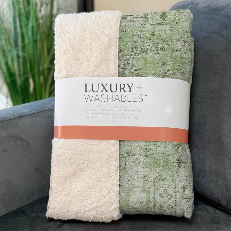 Premium Machine Washable Traditional Moroccan Sherpa Throw Blanket