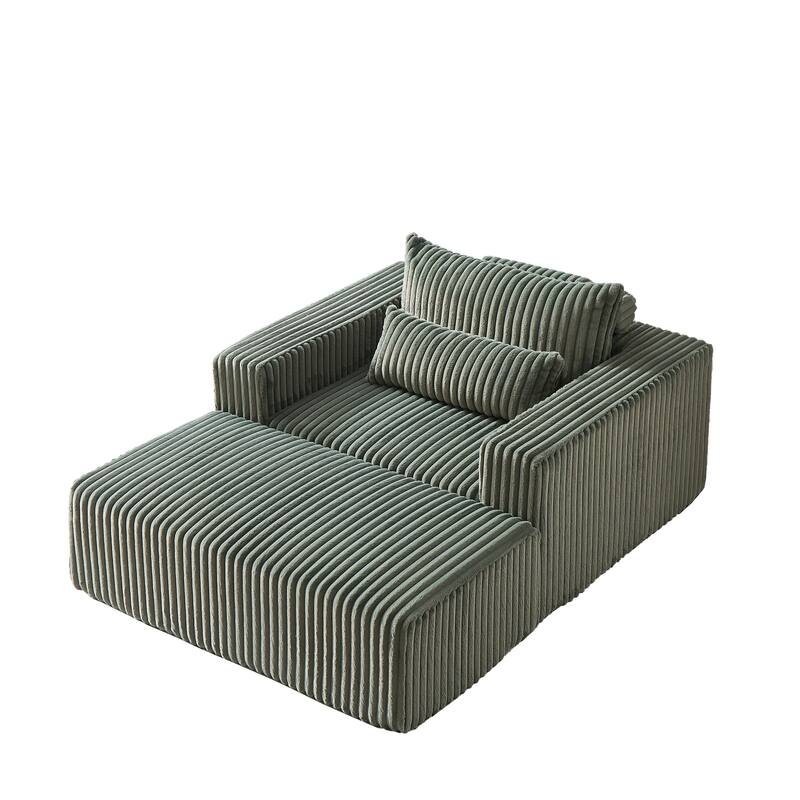 75-Inch Plush Corduroy Fabric Sofa Set with Removable Footrest for Livingroom Fluffy Modular Sleeper Sofa Chair
