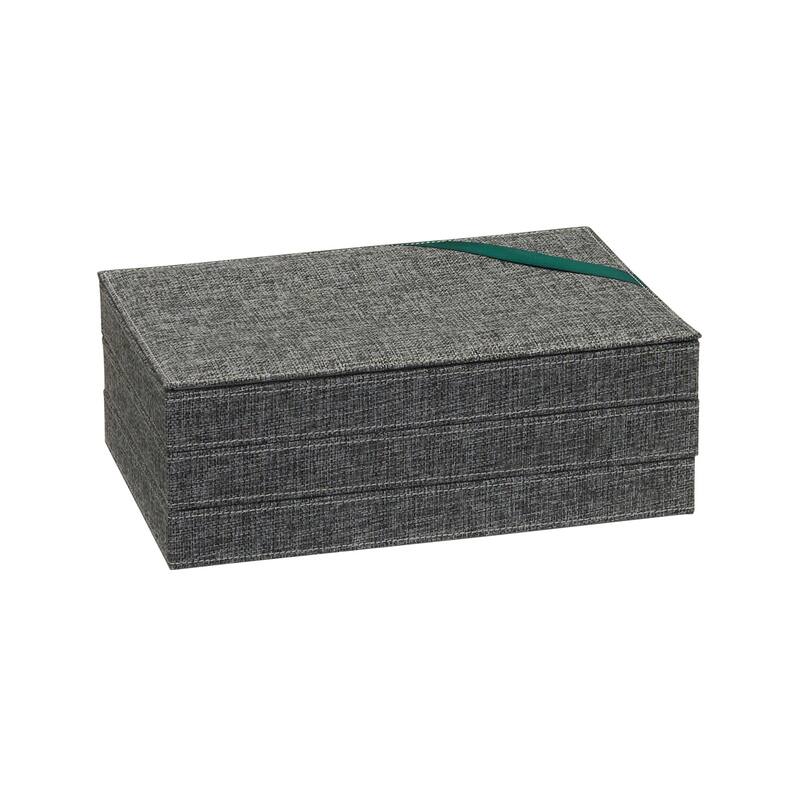 Household Essentials Sturdy Chipboard 3-Tier Jewelry Tray with Polyester Linen Wrap - Graphite