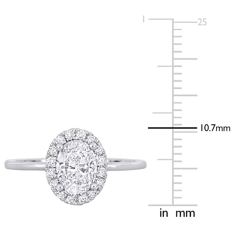 Miadora 1 1/4ct TDW Oval Diamond Halo Engagement Ring in 14k White Gold