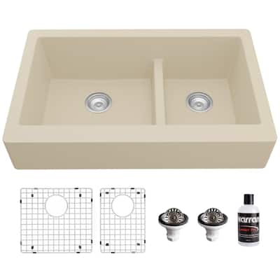 Karran USA QAR-760-PK1 Quartz QAR 34" Farmhouse Double Basin Quartz