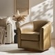 preview thumbnail 43 of 49, HULALA HOME Althea Modern Genuine Leather Swivel Barrel Chair with Solid Wood Base Taupe