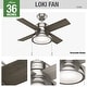 preview thumbnail 10 of 19, Hunter 36" Loki Ceiling Fan with LED Light - Bedrooms, Home Office, Laundry - Rustic, Farmhouse