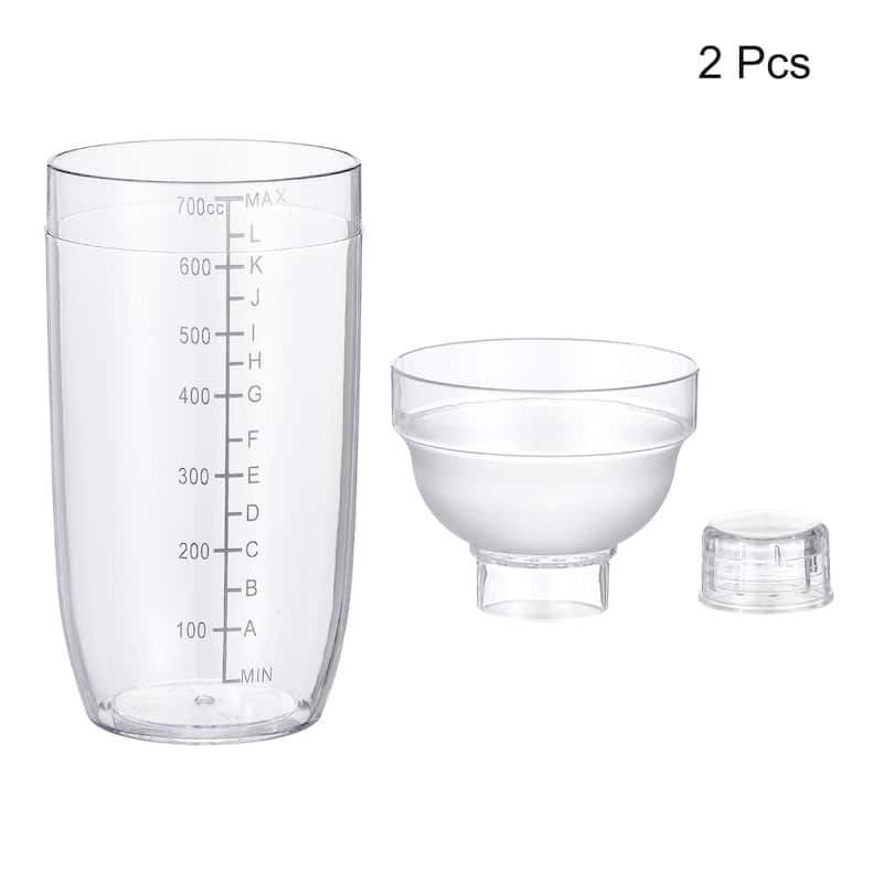 700ml 2pcs Plastic Cocktail Shaker Cup Scale Wine Beverage Mixer Drink Tools