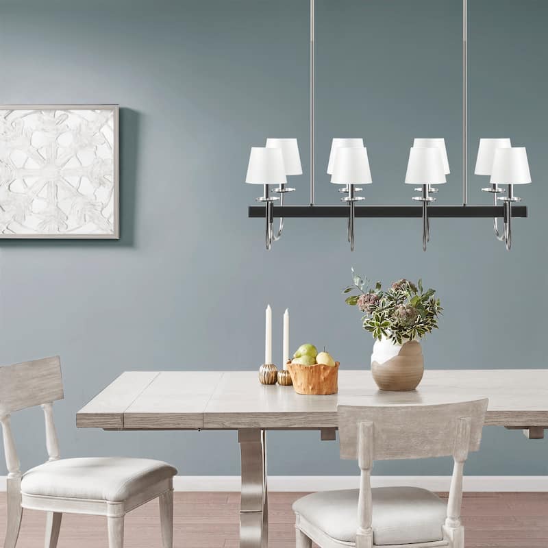 Hampton Hill Fairmount 8-Light Traditional Chandelier with Drum Shades - Black/Silver - Black/Silver