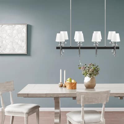 Hampton Hill Fairmount 8-Light Traditional Chandelier with Drum Shades - Black/Silver