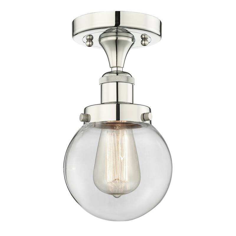 Innovations Lighting Beacon - 1 Light 6" Semi-Flush Mount - Clear/Polished Nickel