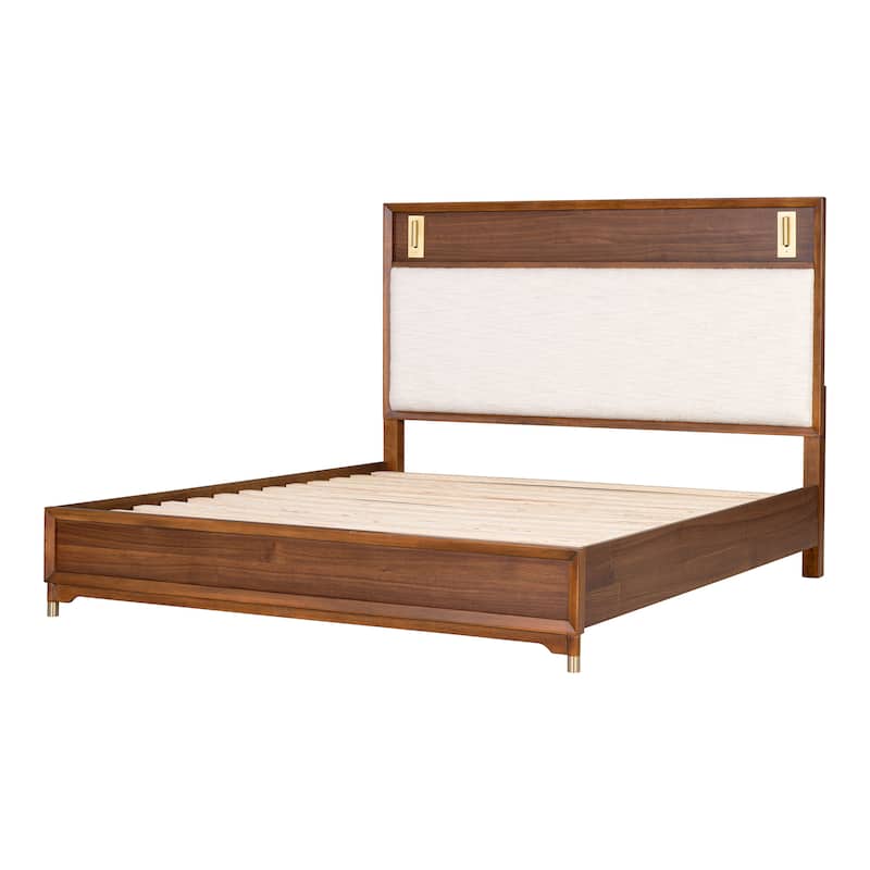 Furniture of America Forma Mid-Century Modern 3-Piece Walnut Solid Wood Platform Bedroom Set