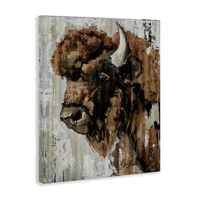 Stupell Abstract Bison Visage Canvas Wall Art Design By Sara Baker
