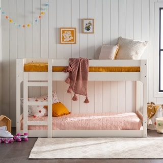 Walker Edison Modern Solid Wood Twin Low Bunk Bed