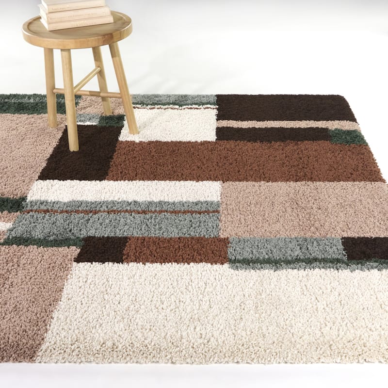 Beckman Geometric Modern Area Rug - 7'10" x 10' - Brown - Rectangle
