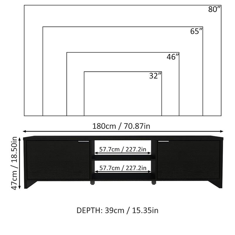 Madesa TV Stand Large Media Console with Cable Management for 65, 75 Inch Media Storage - 80 inches