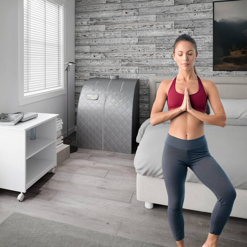 SteamSpa Portable 1-Person Indoor Home Sauna with Digital Controller, Folding Chair & Foot Massager