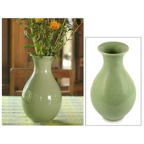 Handmade Harmony Celadon Ceramic Vase (Thailand)