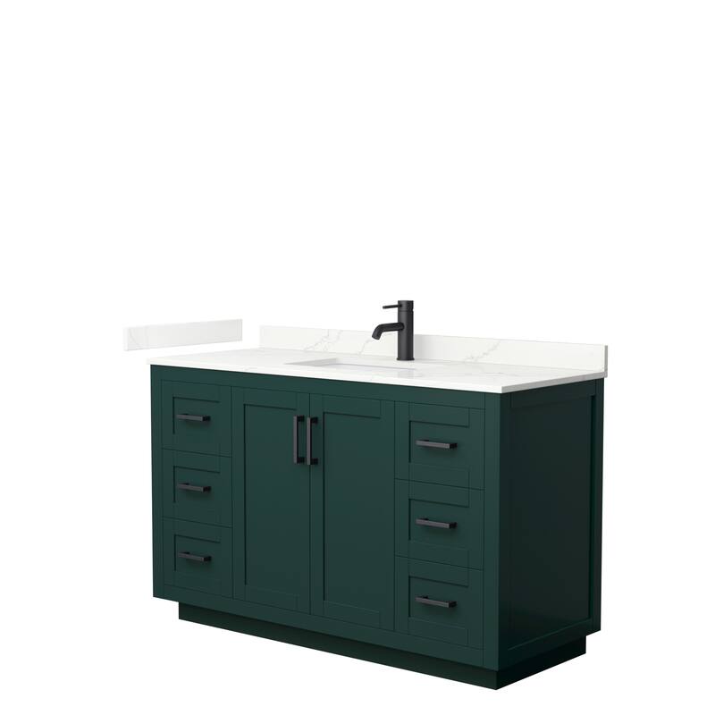 Miranda 54-inch Single Vanity, Quartz Top - Green, Black Trim, Giotto Quartz Top