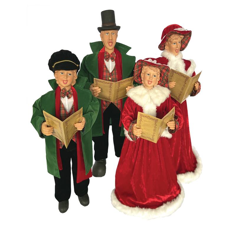 20 inches To 27 inches Dickens Carolers, Set of 4 - red