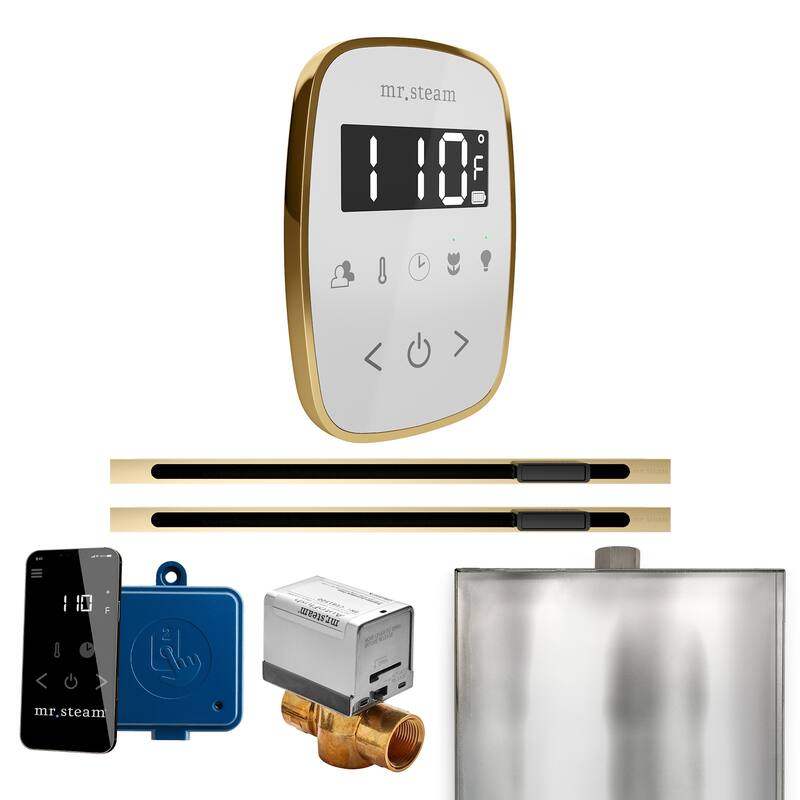 Mr Steam BFXL Butler Flex Max Linear Package Steam Shower Control - White / Polished Brass