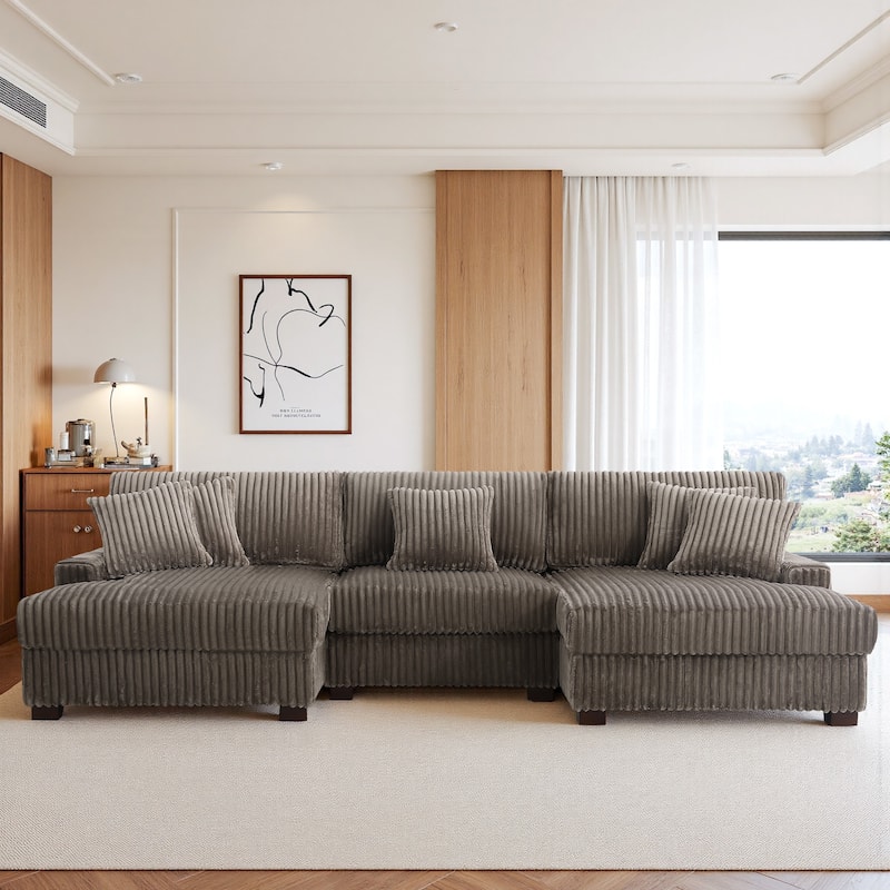118.4"W Plush Modular Sectional Sofa with Pillows