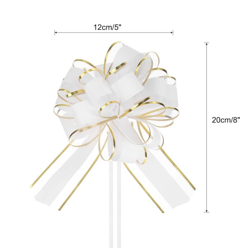 10pcs 6" Large Pull Bow Organza Gift Wrapping Bows Ribbon for Wedding - White - 6 Inch