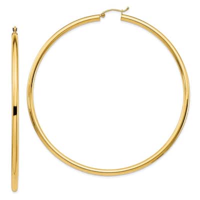 Curata 14k Yellow Gold Polished 81x3mm Hoop Earrings