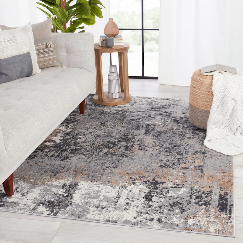 Perrin Abstract Gray/ Tan Area Rug