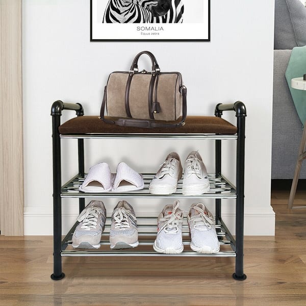 Shop Costway Metal Shoe Rack Storage Organizer Hallway Bench W