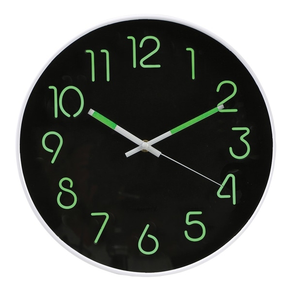 Glow In The Dark Wall Clock - Analog Retro Style - 12" Diameter Phosphorescent Hands & Numbers - 12 in. x 1 in. x 12 in.