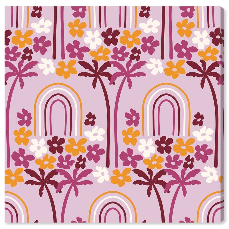 Wynwood Studio Canvas Abstract Floral Yard Invention Purple and Dark Yellow Modern & Contemporary Wall Art Canvas Print - 30 x 30