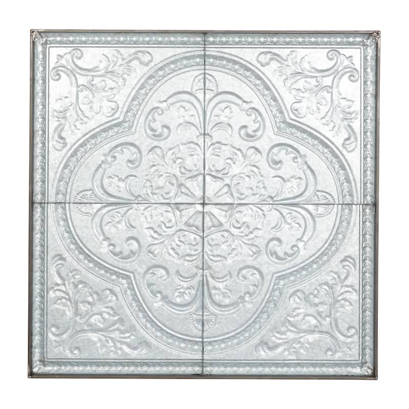 Metal Scroll Wall Decor with Embossed Details - Gray - Roche River Decor