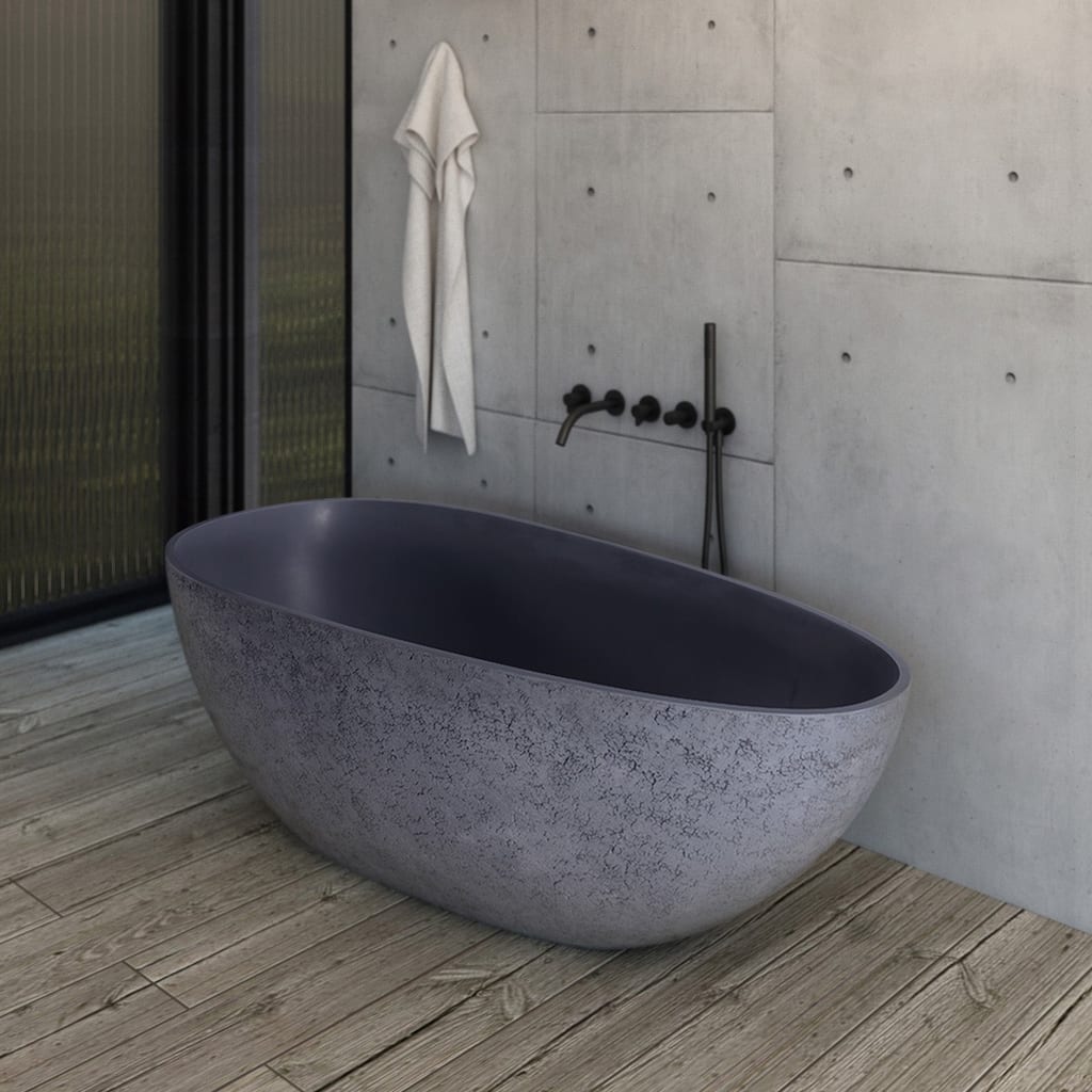 65 in.W Solid Surface Freestanding Flatbottom Soaking Bathtub - 65" x 33"