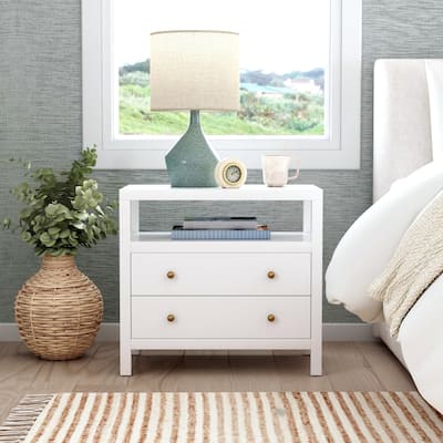 Nora 2-Drawer Wood Wide Nightstand