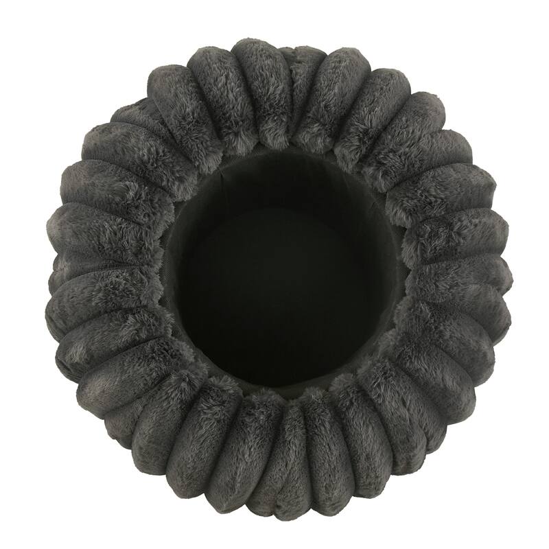 Yerba Plush Furry Channel Fabric Storage Ottoman by iNSPIRE Q Modern