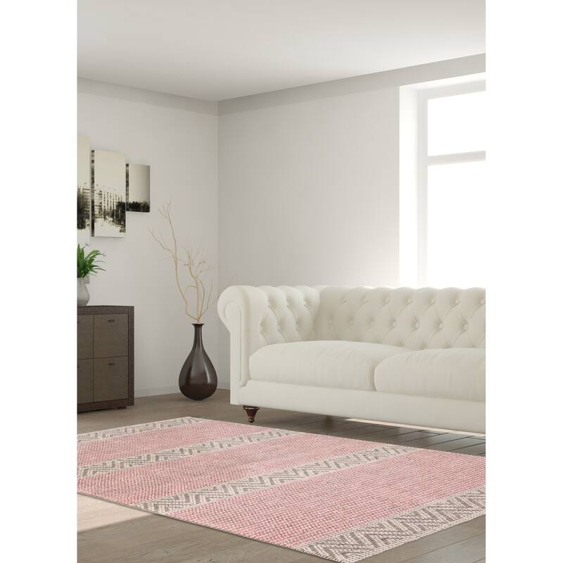 ECARPETGALLERY Braid weave Sienna Dark Pink Wool Rug - 5'2 x 8'2