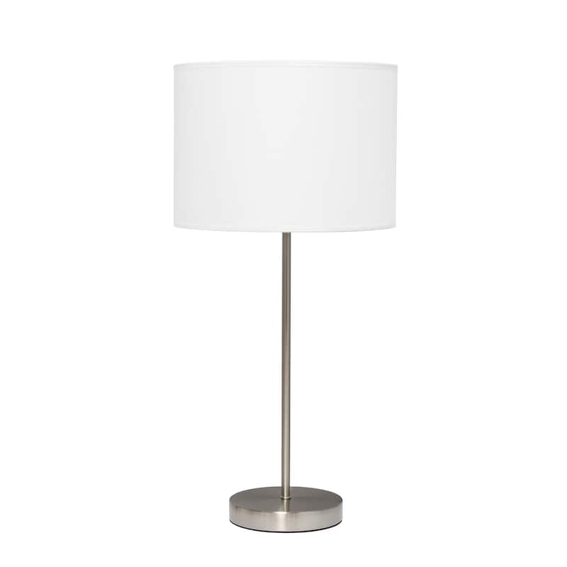 Slim 23” Table Lamp with Fabric Drum Shade Modern Accent Light for Living Room or Nightstand - 11”L x 11”W x 23”H