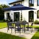 Option Set of 9 - Black Table with Navy Blue Umbrella