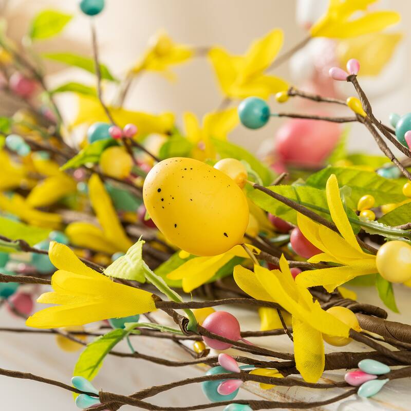 Glitzhome 72"L Easter Egg Flower Berries Lavender Garland