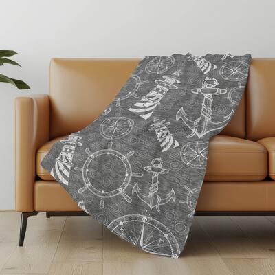 Premium Machine Washable ASB154 Coastal Lighthouse Sherpa Throw Blanket