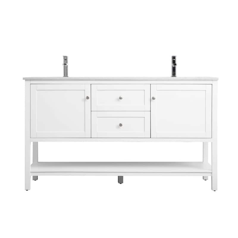 Elegant Lighting VF22260D Heath 60" Free Standing Double Basin Vanity - White